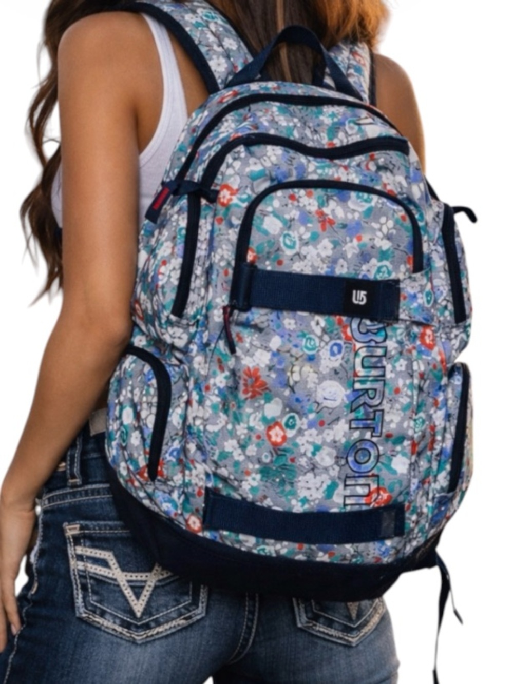 Burton Distortion 29L Backpack Floral Chambray Laptop School Travel Skate EUC